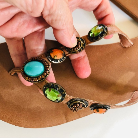 Yellow Box Flip Flops Thongs Sandals with Multiple gemstones & beads Women’s 7.5 - Picture 14 of 17